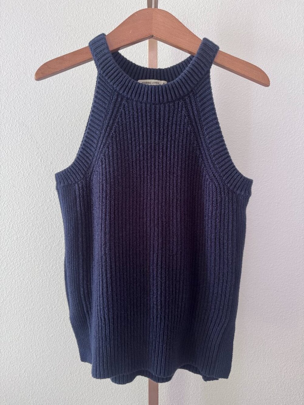 Marine Layer Navy Ribbed Sweater Tank Cotton Cashmere Size Medium